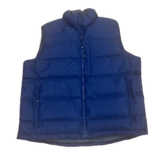 LL Bean Puffer Vest Goose Down Mens XL Blue Full Zip Outdoor Hiking Classic - Picture 1 of 12